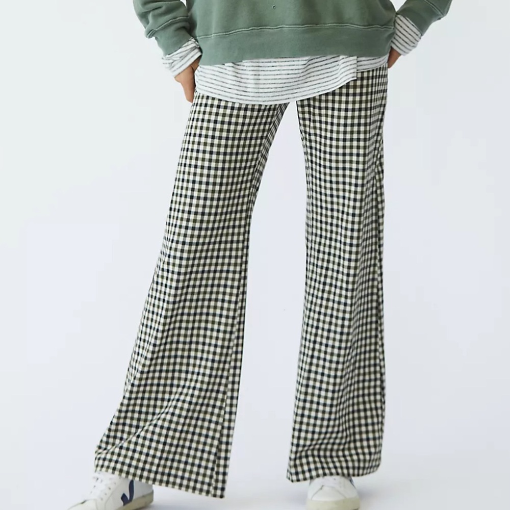Jules & Leopold Monochrome Plaid Wide Leg Pants